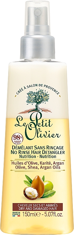 Живительный спрей для сухих и поврежденных волос - Le Petit Olivier Karite Argan Demelant Soins — фото N1
