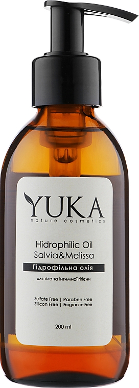 Гидрофильное масло для тела и интимной гигиены "Шалфей и мелисса" - Yuka Hidrophilic Oil — фото N1