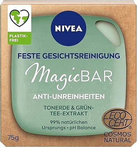 Мыло для лица с глиной и экстрактом зеленого чая - NIVEA MagicBar Pore Refining Peeling Face Soap  — фото N1