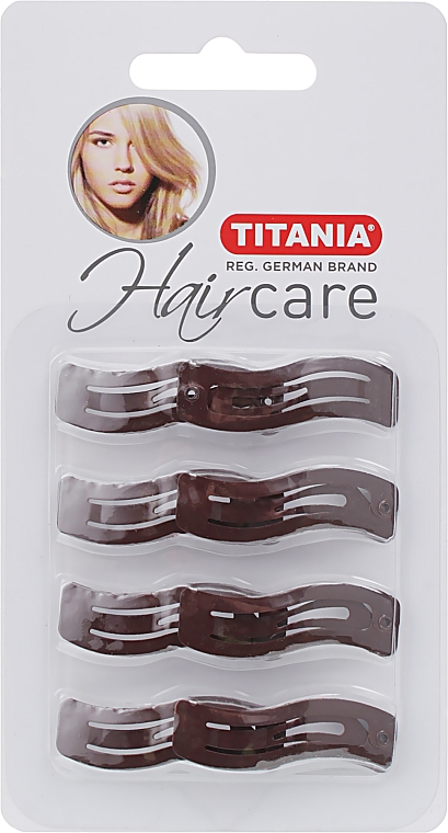 Заколки для волос "Wave Small", 8 шт, коричневые - Titania — фото N1
