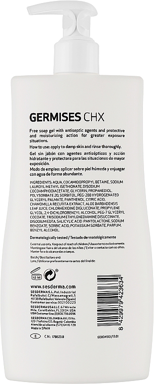 Увлажняющий гель для душа - SesDerma Laboratories Germises CHX Body Hygiene Gel — фото N2