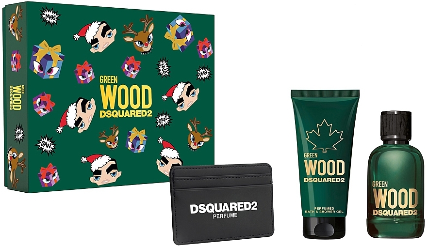 Dsquared2 Green Wood Pour Homme - Набор (edt/100ml + sh/gel/100ml + card/holder/1pcs)