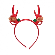 Обруч для волосся "Christmas" з оленячими ріжками, FA-5741, червоний - Donegal Hair Band — фото N1