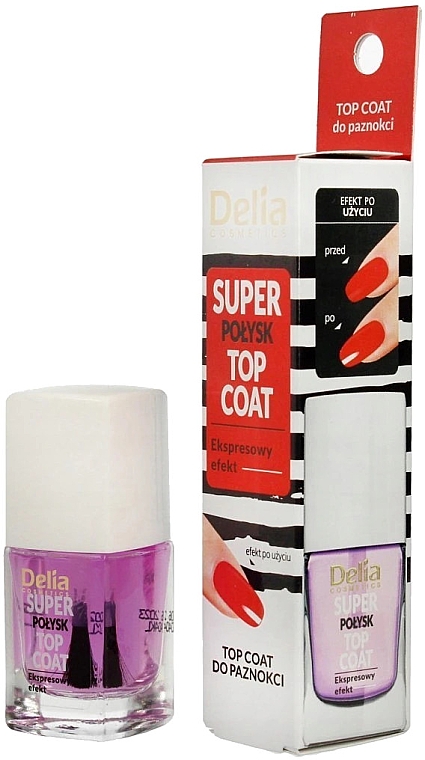 Закріплювач для лаку з ефектом мега-блиску - Delia Super Gloss Top Coat — фото N1