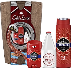 Набор - Old Spice Captain Wooden Barrel (deo/50g + sh/gel/250ml + ash/lot/100ml + bag) — фото N1