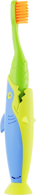 Набор детский "Акула", зеленый + голубой + салатовый - Pierrot Kids Sharky Dental Kit (tbrsh/1шт + tgel/25ml + press/1шт) — фото N5