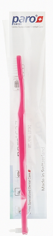 Детская зубная щетка, с монопучковой насадкой, мягкая, розовая - Paro Swiss S27 (полиэтиленовая упаковка)