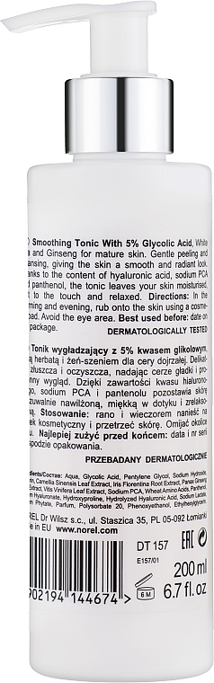 Разглаживающий тоник для лица - Norel Glycolic Acid Smoothing Tonic 5% Glycolic Acid — фото N2