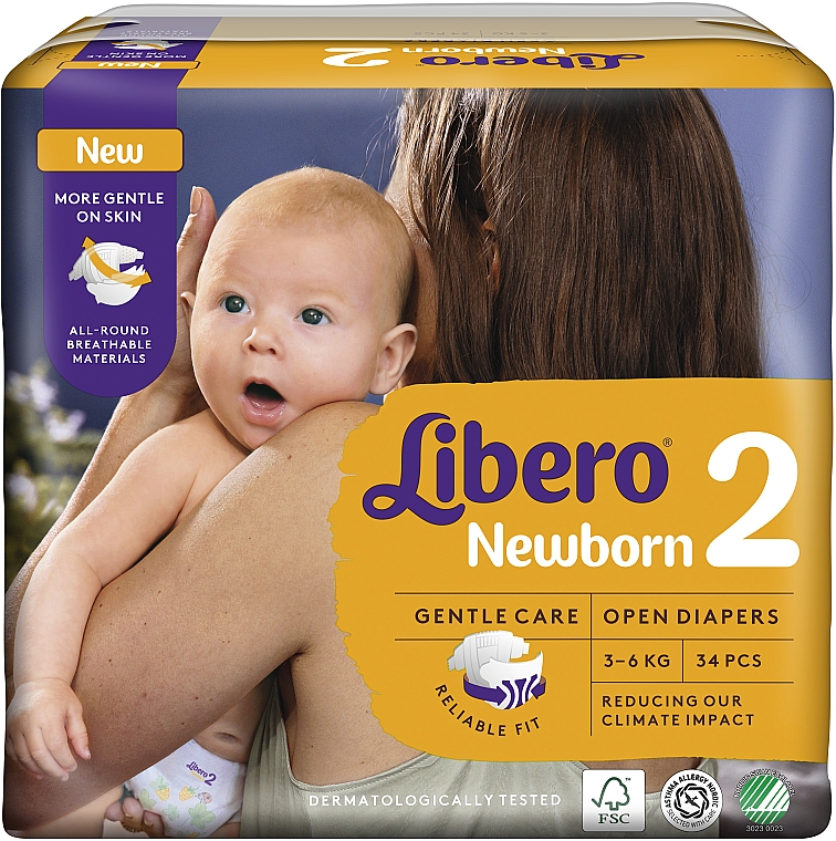 Підгузки Newborn 2 (3-6кг), 34 шт. - Libero — фото N4