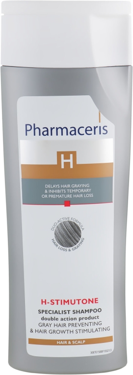 Шампунь замедляющий процесс появления седины волос - Pharmaceris H-Stimupeel Specialist Shampoo Gray Hair Preventing & Hair Growth Stimulating — фото N2