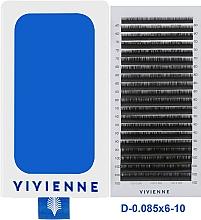 Накладні вії "Elite", чорні, 20 ліній (mix, 0,085, D, 6-10) - Vivienne — фото N1