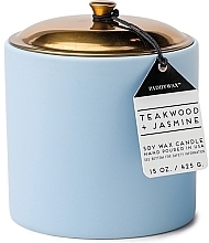 Ароматическая свеча "Тиковое дерево и жасмин", 3 фитиля - Paddywax Hygge Ceramic Candle Blue Teakwood & Jasmine — фото N1