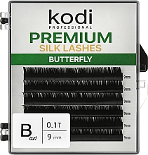 Парфумерія, косметика Накладні вії Butterfly Green B 0.10 (6 рядів: 9 мм) - Kodi Professional
