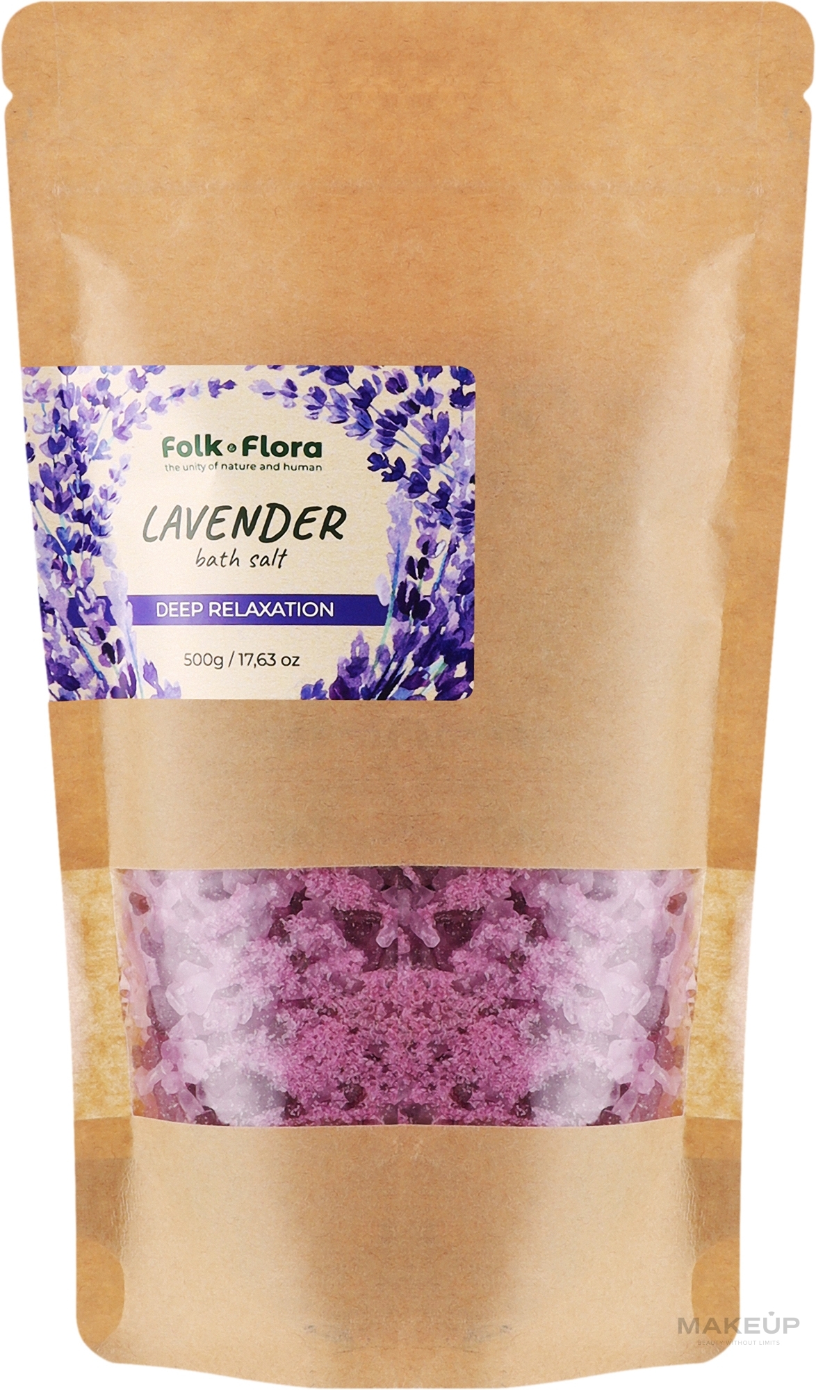 Сіль для ванни "Лаванда" - Folk&Flora Lavender Bath Salt — фото 500g