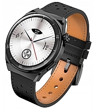 Парфумерія, косметика Чоловічий смарт-годинник, чорний ремінець - Garett Smartwatch V12 Black Leather