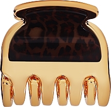 Парфумерія, косметика Заколка-краб для волосся JG29107 MAC, золота з леопардовим принтом - Janeke