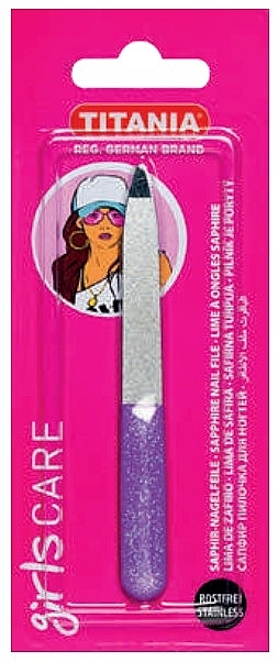 Пилочка для ногтей, из нержавеющей стали, 10 см, фиолетовая блестящая, в блистере - Titania — фото N1