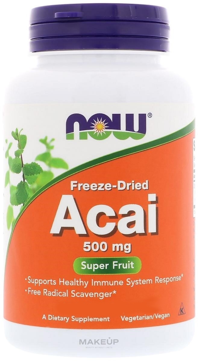 Харчова добавка "Ягоди асаї", 500 мг, капсули - Now Foods Acai Super Fruit — фото 100шт
