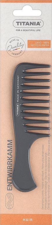 Гребень с ручкой 14.5 см, серый - Titania — фото N1