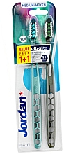 Парфумерія, косметика Набір зубних щіток середньої жорсткості, зелена + блакитна - Jordan Ultralite Adult Toothbrush Medium