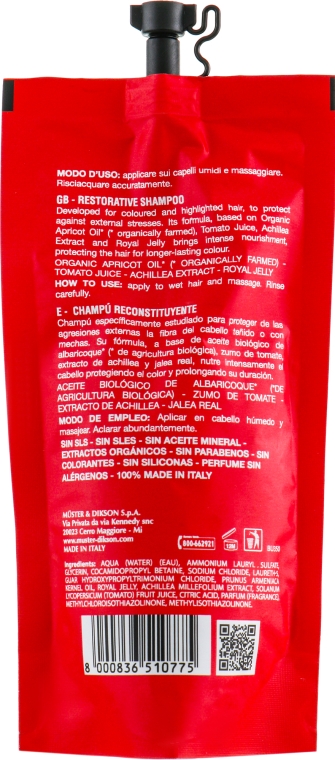 Шампунь для фарбованого та обробленого волосся, з олією абрикоса і томатним соком - Dikson EG Colored Shampoo — фото N3