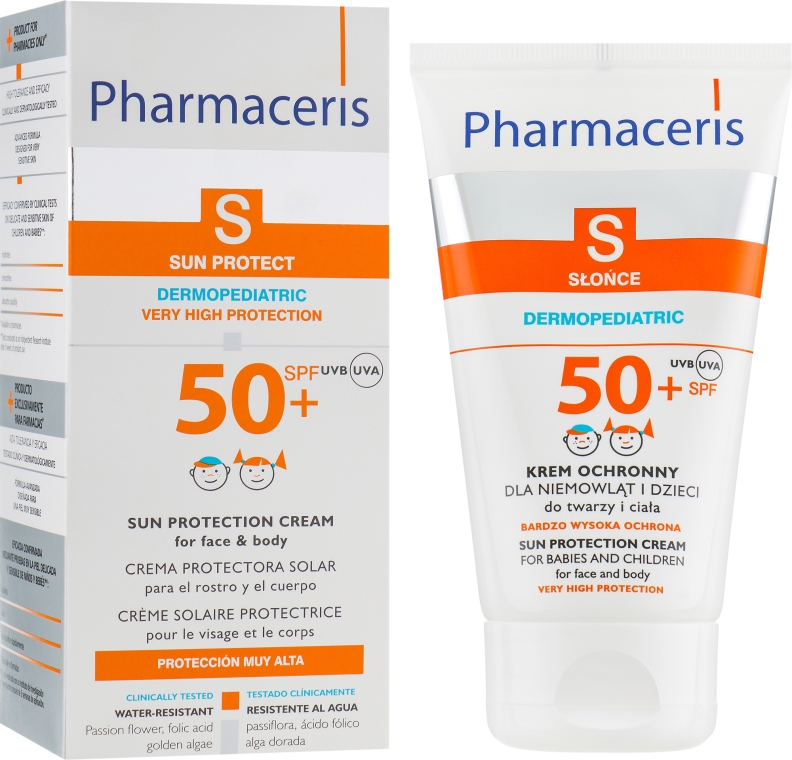 Солнцезащитный дермоуход для лица и тела детей и новорожденных SPF 50+ - Pharmaceris S Sun Protection Cream For Babies and Children SPF 50+