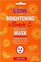 Парфумерія, косметика Листова маска для обличчя з освітлювальним ефектом - Beauty Formulas Brightening Vitamin C Facial Sheet Mask