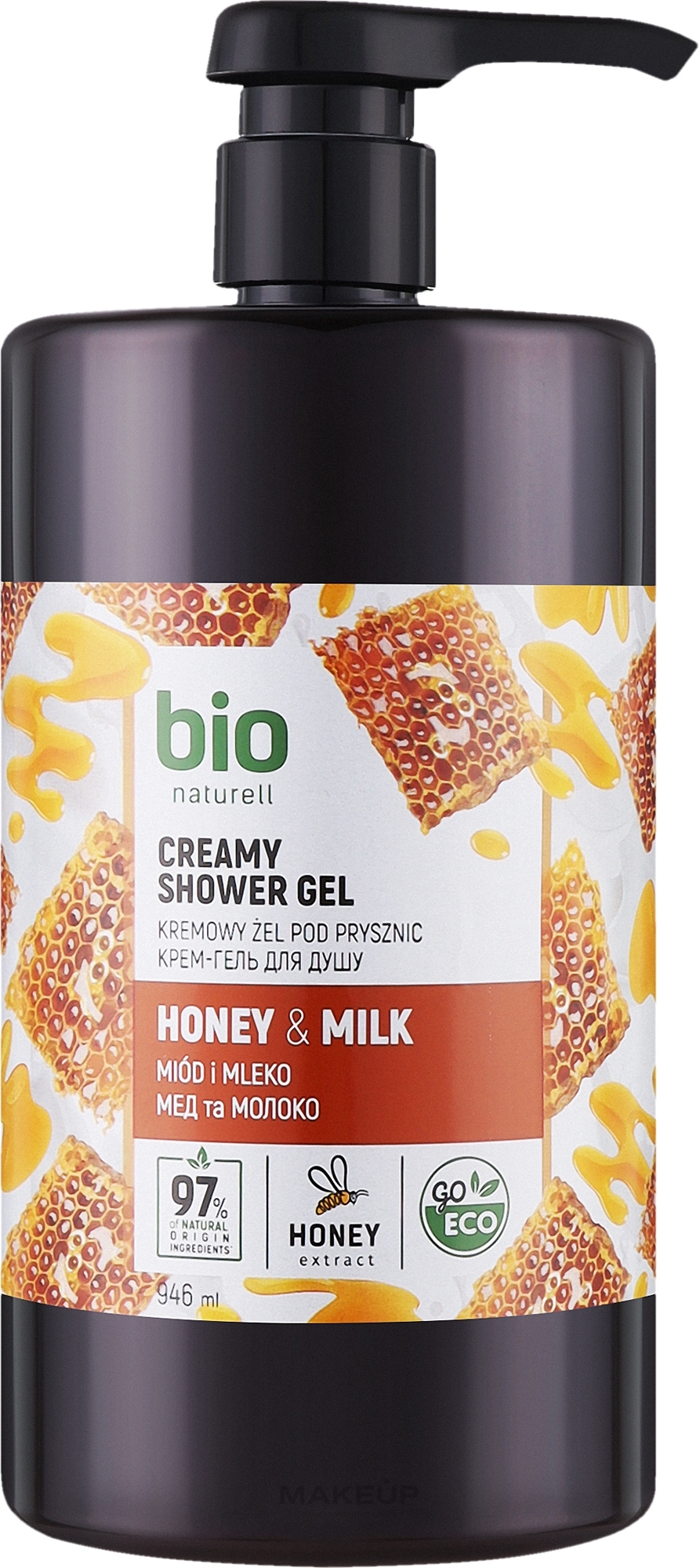 Крем-гель для душа "Мед и молоко" с помпой - Bio Naturell Honey & Milk Creamy Shower Gel — фото 946ml