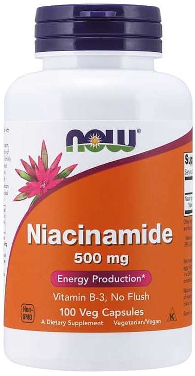 Витамин В3 "Ниацинамид", 500 мг - Now Foods Niacinamide Veg Capsules — фото N1
