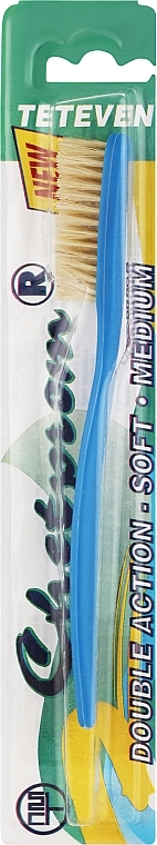 Зубная щетка с натуральной щетиной №52 - Chetprom Double Action Soft Medium — фото N1