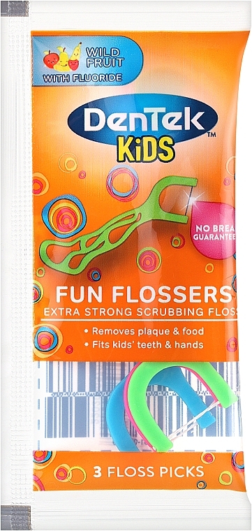 Детские флоссы с держателями, дикий фрукт - DenTek Kids Fun Flossers (пробник) — фото N1