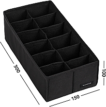 Органайзер для хранения с 12 ячейками, черный 30х15х10 см "Home" - MAKEUP Drawer Underwear Organizer Black — фото N2