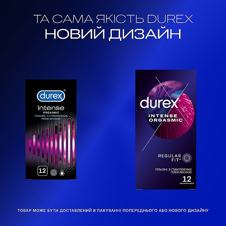 Презервативы латексные с силиконовой смазкой, рельефные со стимулирующим гелем-смазкой, 12 шт - Durex Intense Orgasmic — фото N4