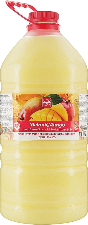 Рідке крем-мило "Диня і Манго" - Bioton Cosmetics Active Fruits "Melon & Mango" Soap (дой-пак) — фото N3