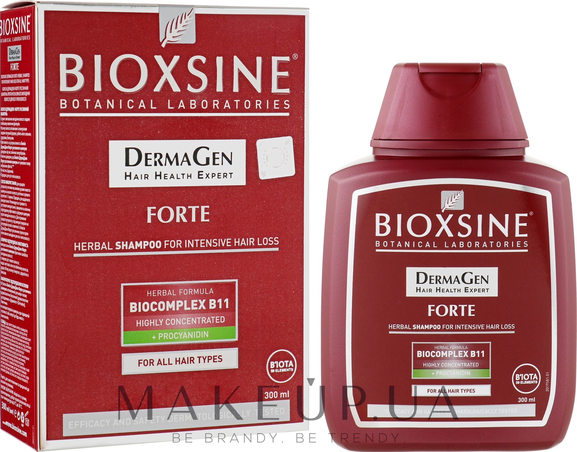 Растительный шампунь против интенсивного выпадения волос - Biota Bioxsine DermaGen Forte Herbal Shampoo For Intensive Hair Loss — фото 300ml
