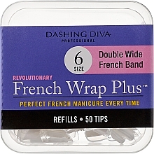 Тіпси широкі - Dashing Diva French Wrap Plus Double Wide White 50 Tips (Size - 6) — фото N1