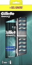 Набор - Gillette Mach3 (cassette/8pcs + sh/gel/200ml) — фото N1
