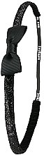 Повязка на голову, черная с бантиком - Ivybands Black Glitter Bow Band — фото N1