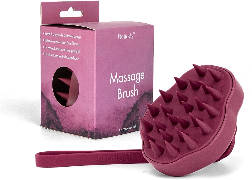 Щітка для масажу шкіри голови, Bordeaux Red - Bellody Scalp Massage Brush — фото N1