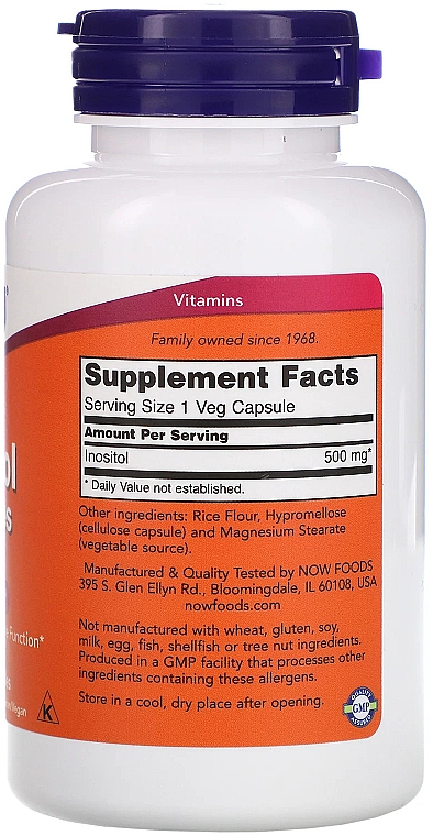 Вітаміни "Інозитол", 500 мг - Now Foods Inositol Capsules — фото N2