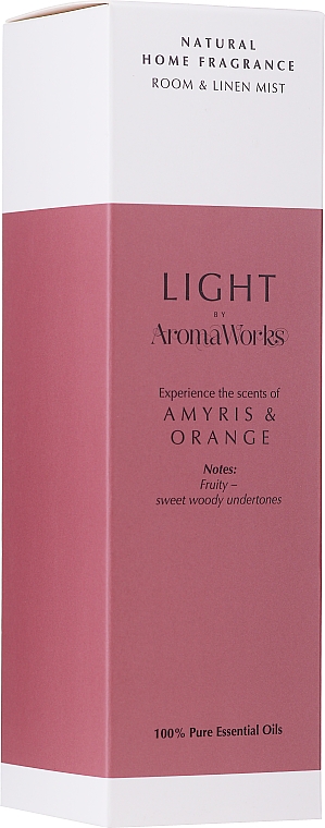Спрей для дома "Амирис и апельсин" - AromaWorks Light Range Room Mist