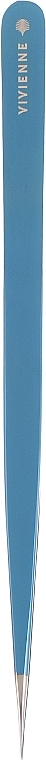 Пінцет прямий тонкий, синій металік - Vivienne — фото N1