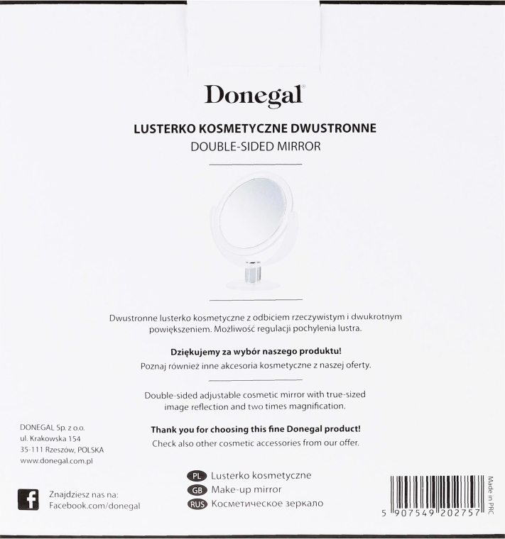 Дзеркало настільне, двостороннє, 9275, біле, 12 см - Donegal Mirror — фото N3
