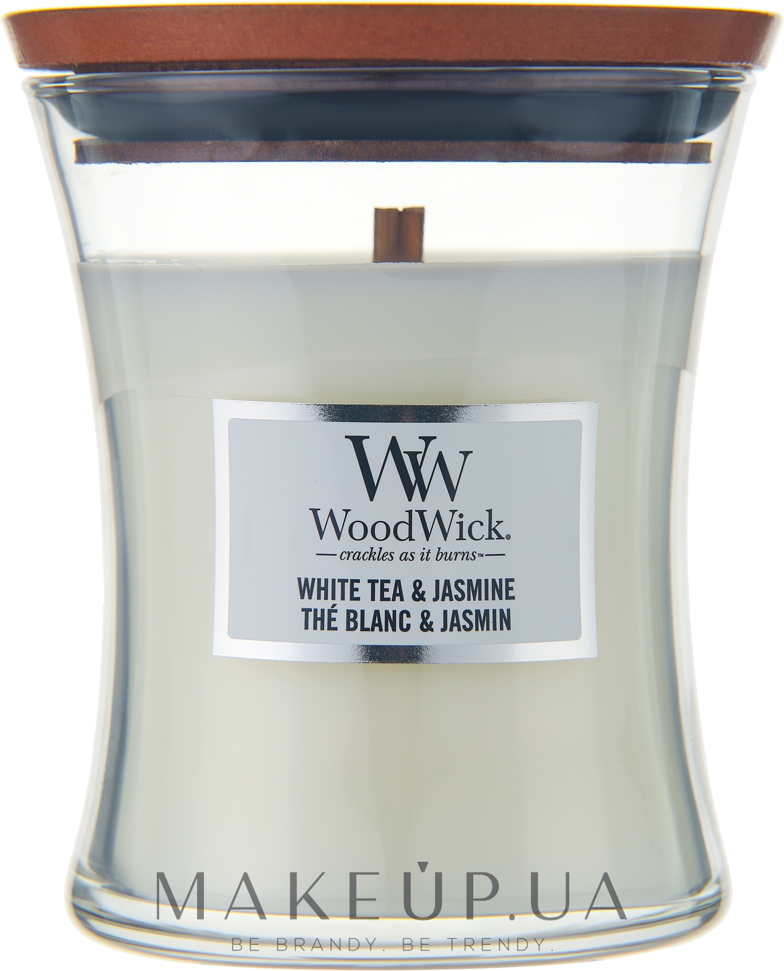 Ароматична свічка в склянці - WoodWick Hourglass Candle White Tea & Jasmine — фото 275g