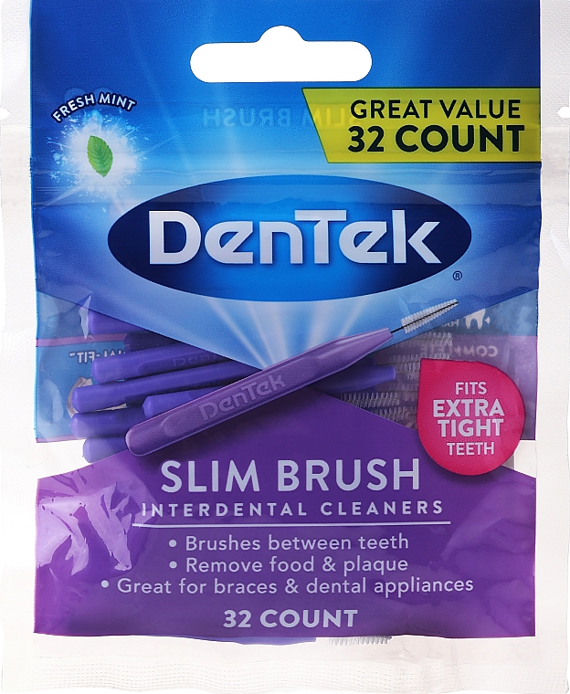 Щётки ультра тонкие для очень узких межзубных промежутков - DenTek Slim Brush Cleaners Ultra Thin Tapered — фото N7