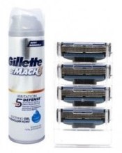 Парфумерія, косметика Набір - Gillette Mach3 (Змінні касети для гоління 4 шт. + shavegel/75ml)