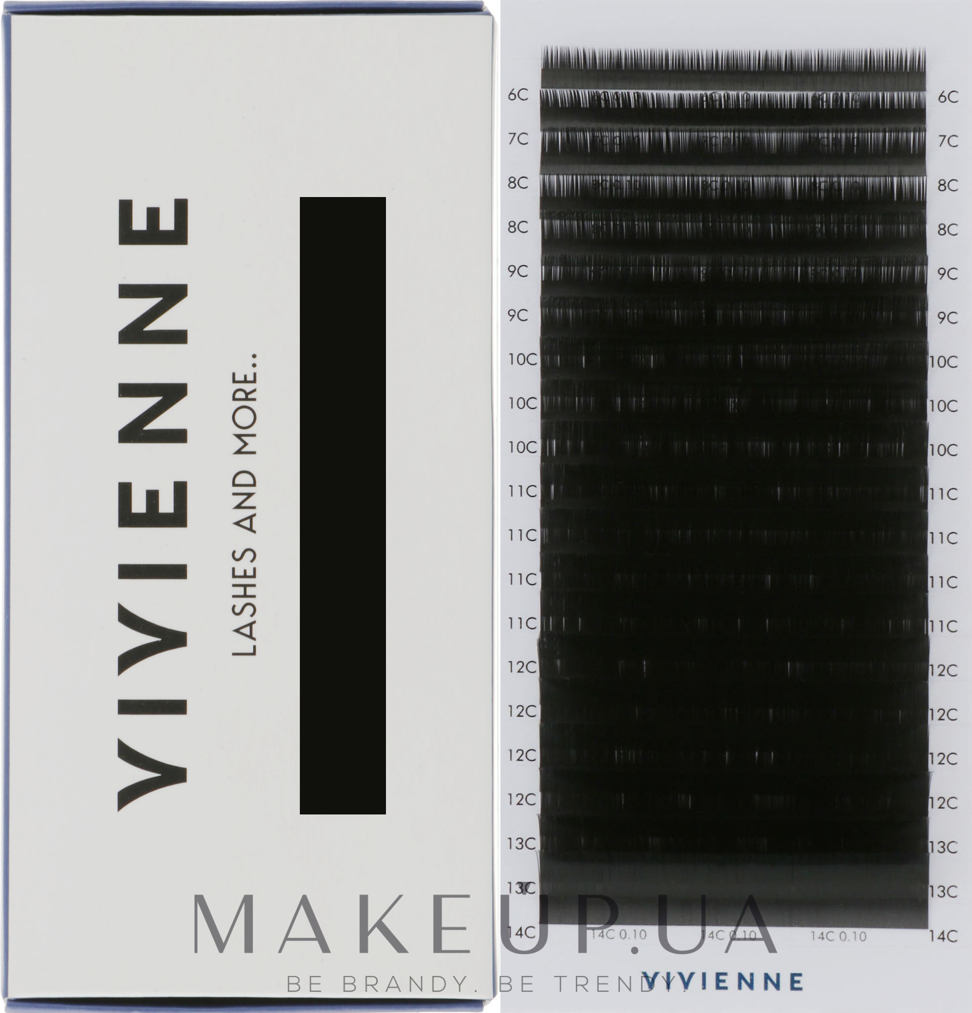 Накладні вії "Elite", чорні, 20 ліній (mix, 0,1, C, (6-14)) - Vivienne — фото 1уп