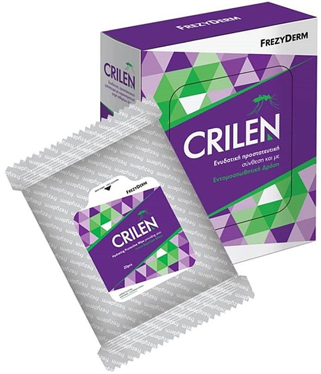 Увлажняющие салфетки для защиты от укусов насекомых, 20 шт - Frezyderm Crilen Wipes — фото N1