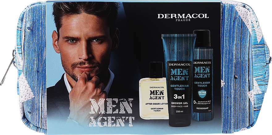 Набор - Dermacol Men Agent Gentleman Touch I(after/shave/lotion/100ml + sh/gel/250ml + deo/spray/150ml) — фото N1