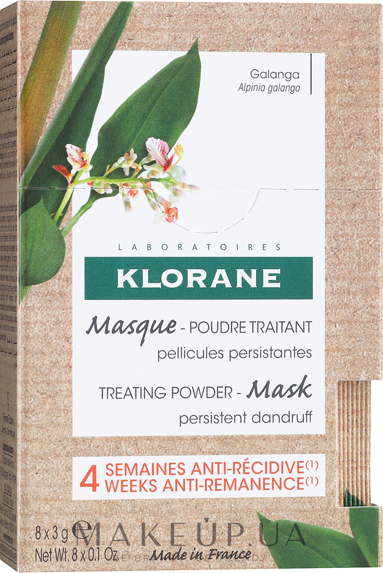 Маска для волос для лечения стойкой перхоти - Klorane Galanga Hair Mask — фото 8x3g